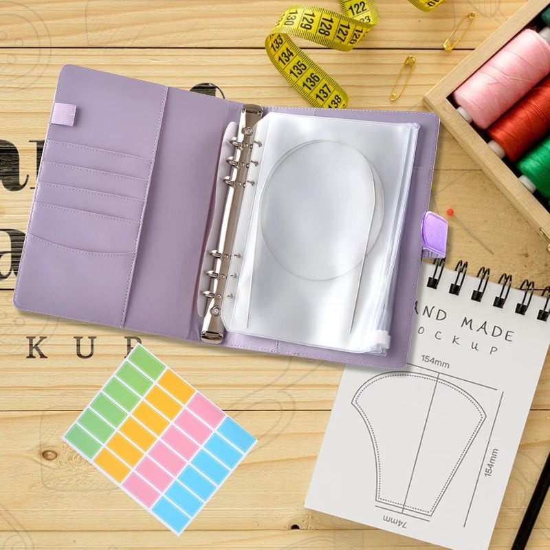 WANGDEFA Knitting Needle Case Set Circular Knitting Needle Case Knitting Needle Storage 1 pcs Macaron Cover 10 pcs Binder Pockets 48 pcs Label Paper for Collecting Sorting - Image 4
